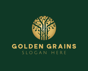 Golden Forest Tree logo design