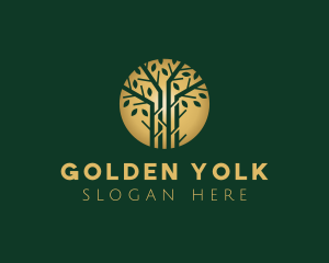 Golden Forest Tree logo design