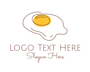 Sunny Side - Fried Egg Line Art logo design