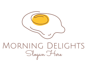 Breakfast - Fried Egg Line Art logo design