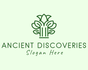 Leaf Tree Pillar  logo design