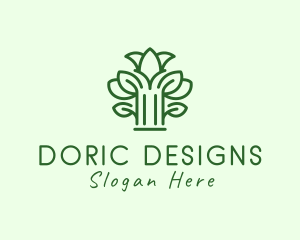 Doric - Leaf Tree Pillar logo design