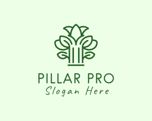 Leaf Tree Pillar  logo design