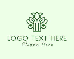 Pantheon - Leaf Tree Pillar logo design