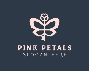 Pink Key Butterfly logo design