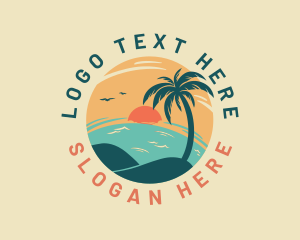 Palm Tree - Summer Island Beach logo design