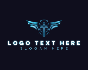 Religion - Cross Wing Halo logo design