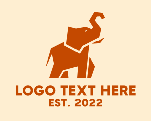 Orange - Origami Elephant Animal logo design