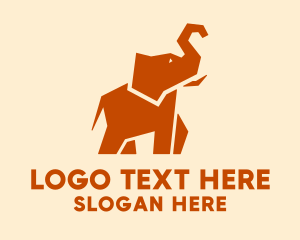 Origami Elephant Animal Logo
