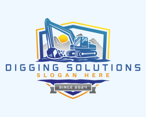 Mountain Digging Excavator logo design