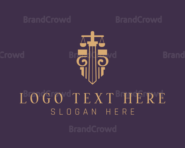 Legal Pillar Sword Scales Logo