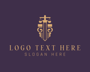 Law - Legal Pillar Sword Scales logo design