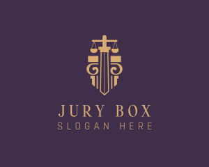 Jury - Legal Pillar Sword Scales logo design
