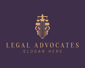 Legal Pillar Sword Scales logo design