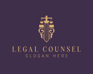 Legal Pillar Sword Scales logo design