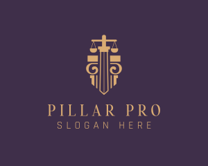 Legal Pillar Sword Scales logo design