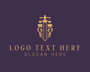 Legal Pillar Sword Scales logo design