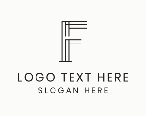 Black And White - Minimalist Geometric Lines Letter F logo design