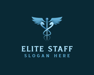 Staff - Caduceus Staff Wings Medicine logo design