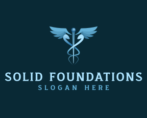 Health Care Provider - Caduceus Staff Wings Medicine logo design