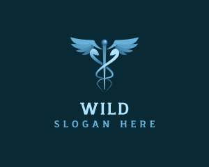 Staff - Caduceus Staff Wings Medicine logo design