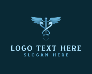 Healthcare - Caduceus Staff Wings Medicine logo design