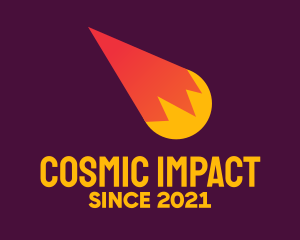 Asteroid - Orange Meteor Comet logo design