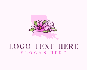 Map - Magnolia Flower Louisiana logo design