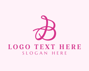 Ribbon - Feminine Pink Letter B logo design