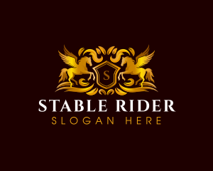 Horse Equestrian Shield logo design