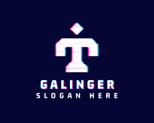 Startup - Glitch Anaglyph Letter T logo design