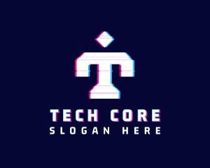 Glitch Anaglyph Letter T logo design