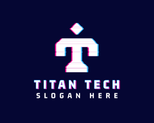 Glitch Anaglyph Letter T logo design