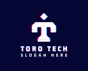 Glitch Anaglyph Letter T logo design