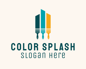 Colorful Home Paint Brush logo design