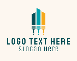 Construction - Colorful Home Paint Brush logo design