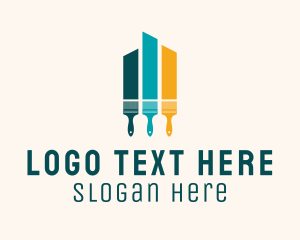 Colorful Home Paint Brush Logo