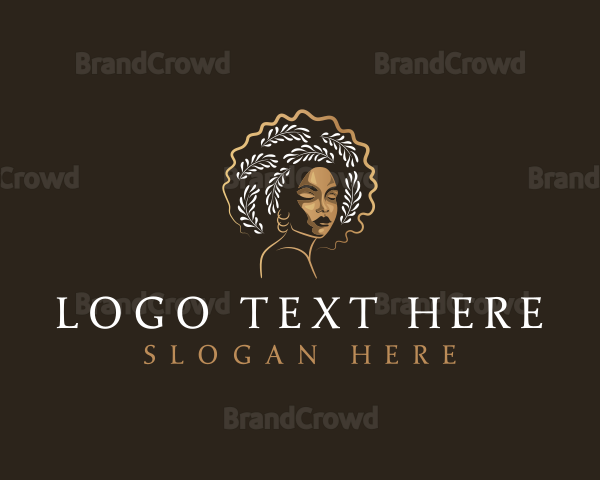 Afro Woman Leaf Logo