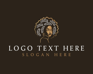 Spa - Afro Woman Leaf logo design