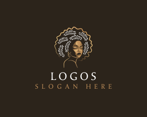 Afro Woman Leaf Logo