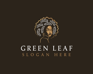 Afro Woman Leaf logo design