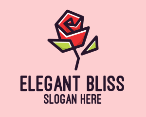 Monoline - Geometric Rose Plant logo design