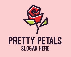 Geometric Rose Plant  logo design