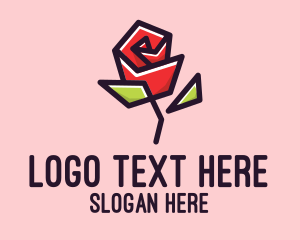 Flower Shop - Geometric Rose Plant logo design