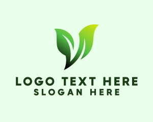 Natural Conservation - Green Organic Plant Letter V logo design