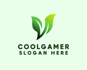Green Organic Plant Letter V Logo