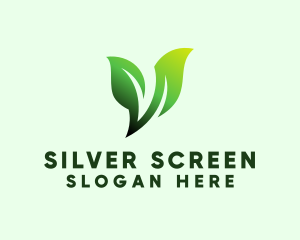 Green Organic Plant Letter V Logo
