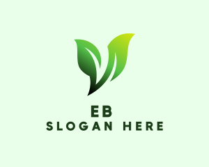 Garden - Green Organic Plant Letter V logo design