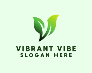 Green Organic Plant Letter V logo design