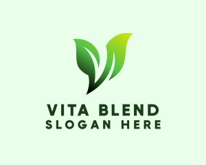 Green Organic Plant Letter V logo design